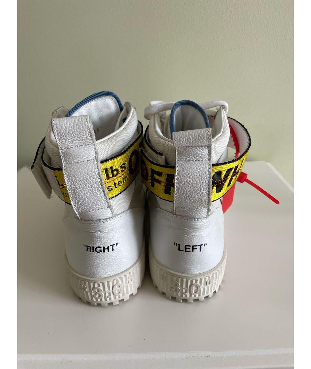 OFF-WHITE Белые кожаные высокие кроссовки / кеды, фото 3