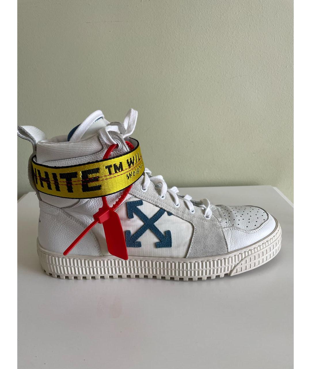 OFF-WHITE Белые кожаные высокие кроссовки / кеды, фото 8