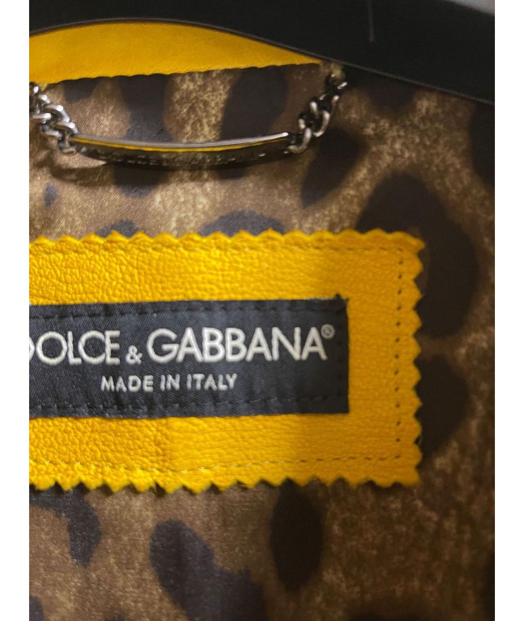 DOLCE&GABBANA Желтая кожаная куртка, фото 4