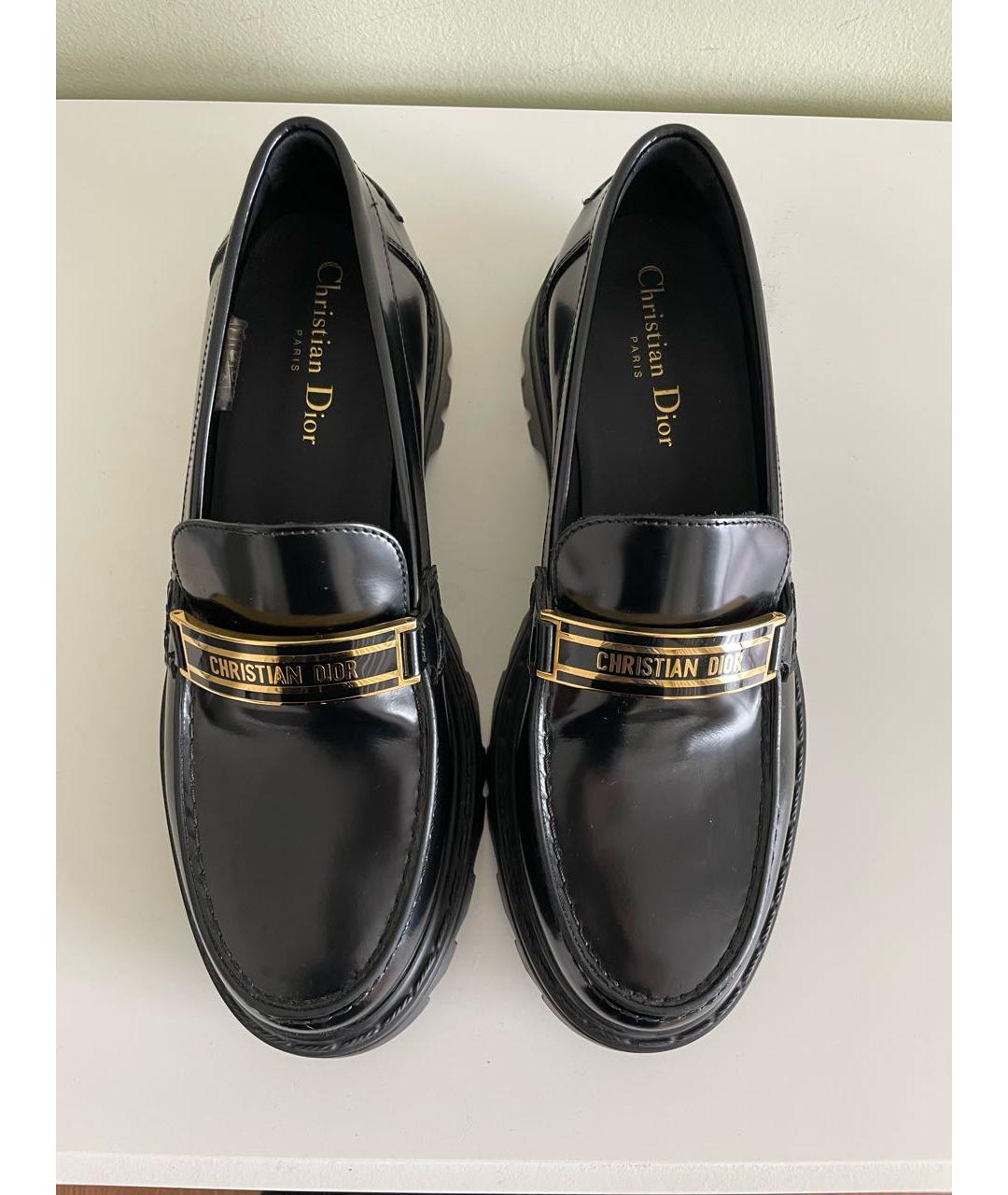 CHRISTIAN DIOR Черные кожаные лоферы, фото 3