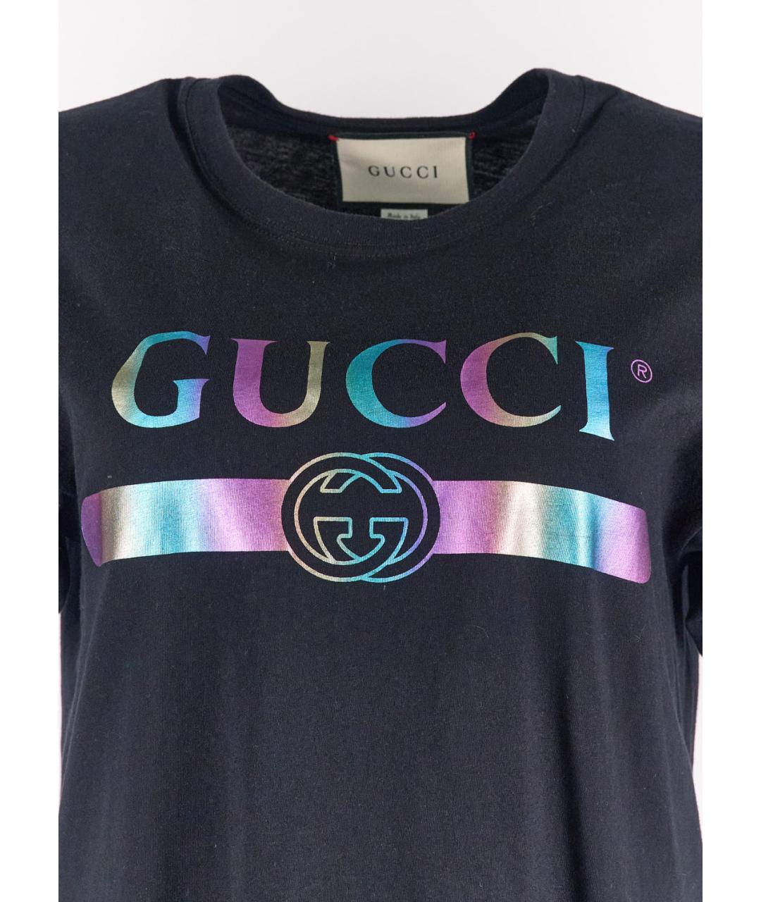 GUCCI Черная хлопковая футболка, фото 4