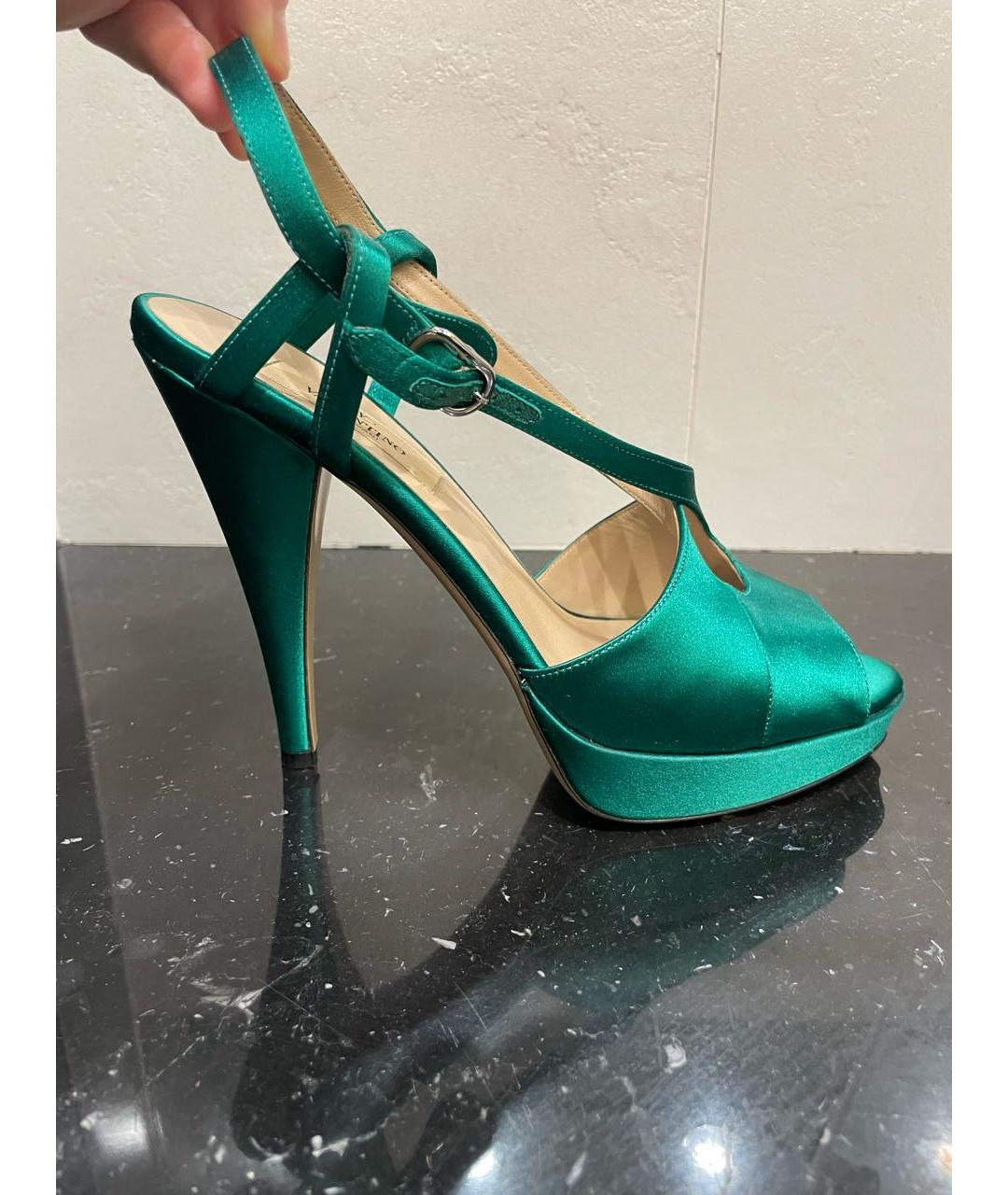 VALENTINO Зеленые текстильные босоножки, фото 9
