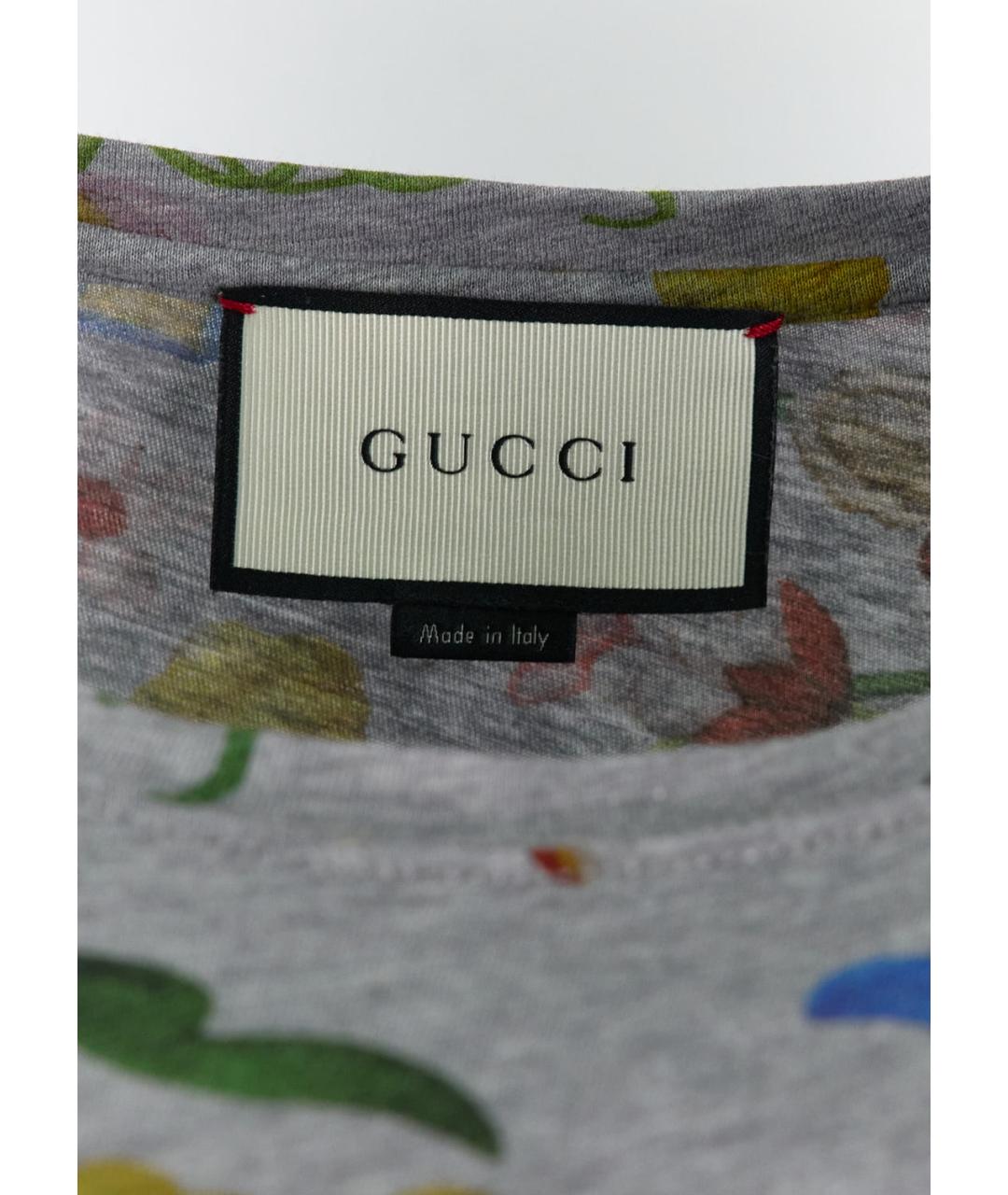 GUCCI Серая хлопковая футболка, фото 3