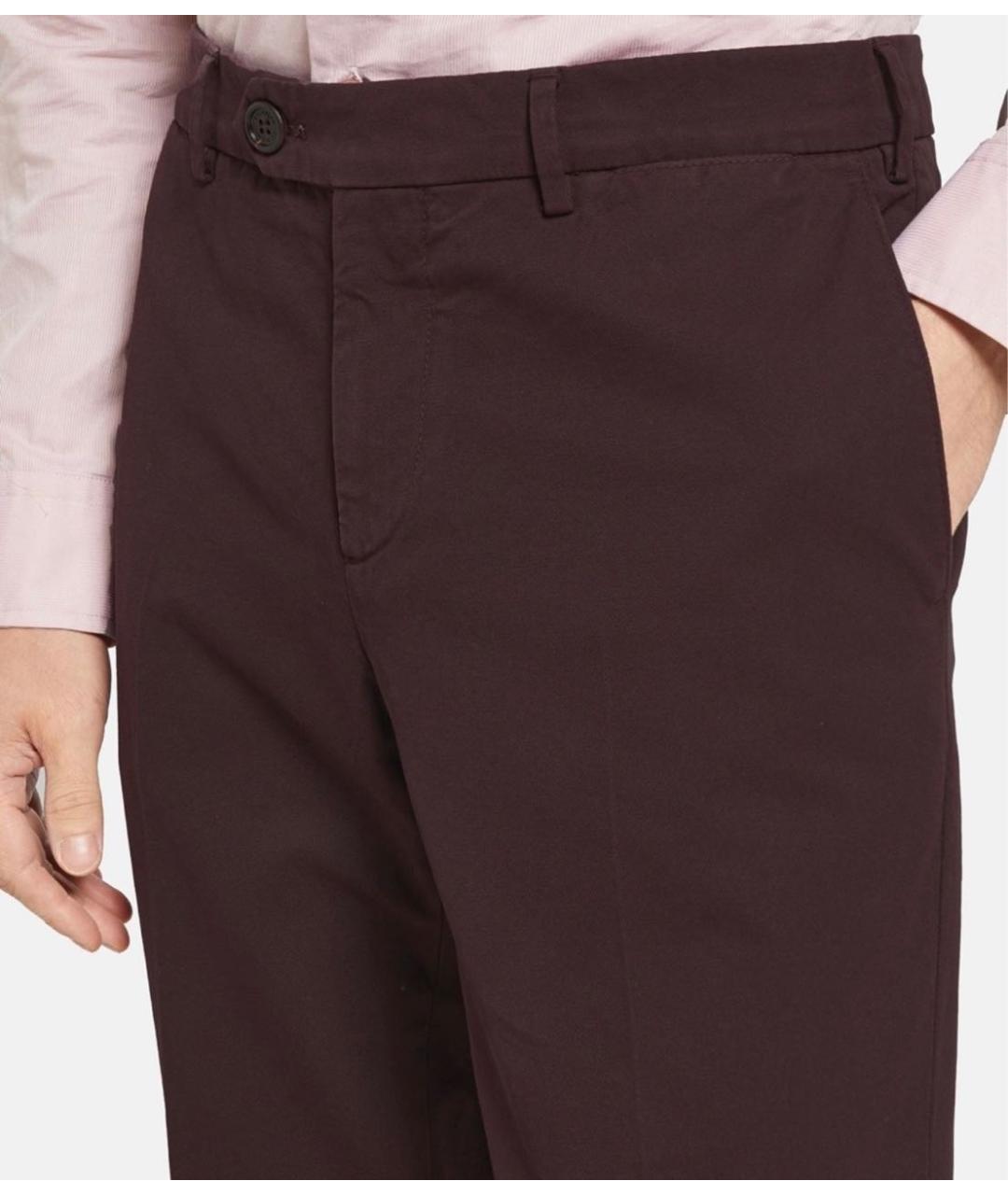 BRUNELLO CUCINELLI Бордовые хлопковые брюки чинос, фото 3