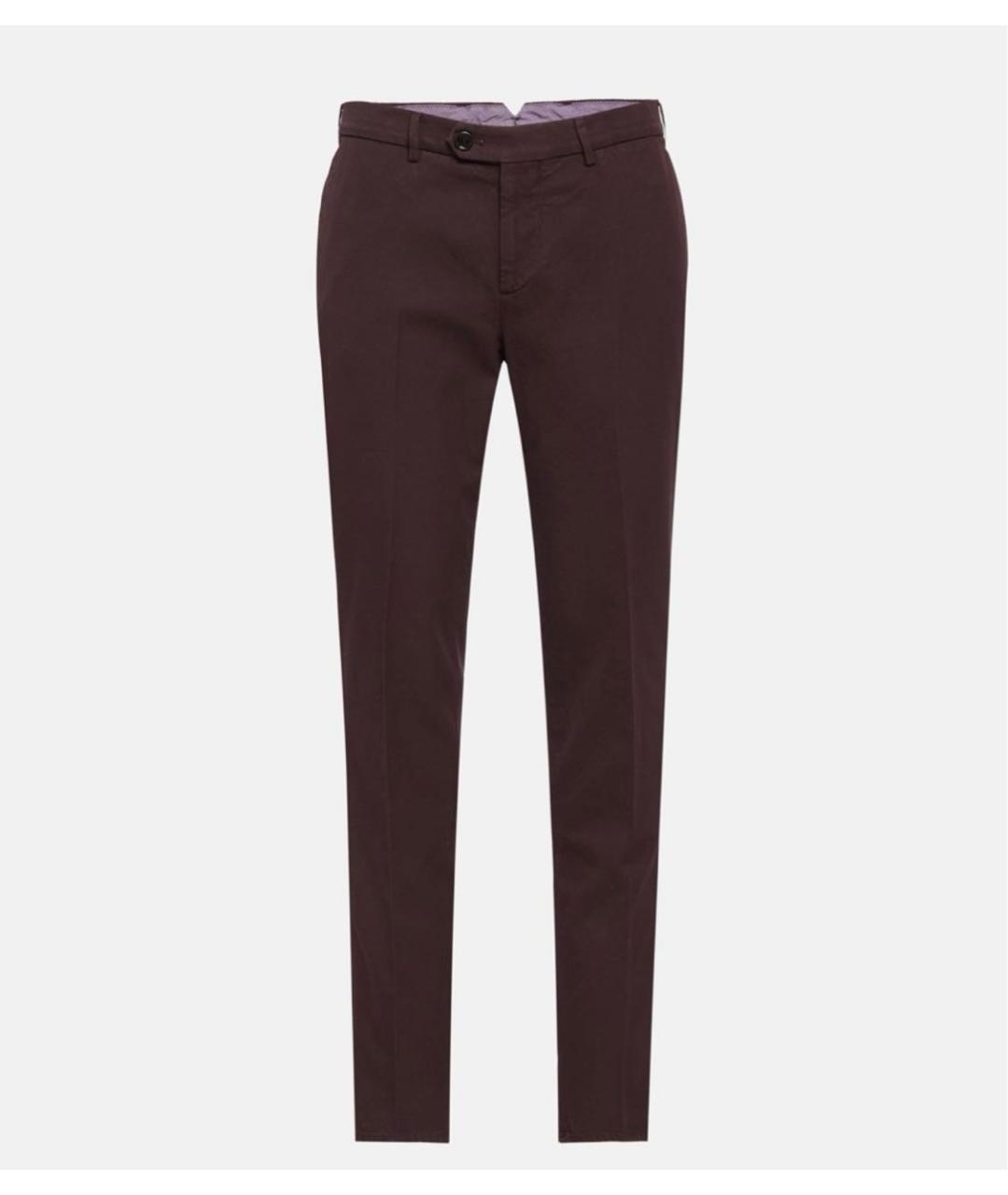 BRUNELLO CUCINELLI Бордовые хлопковые брюки чинос, фото 6