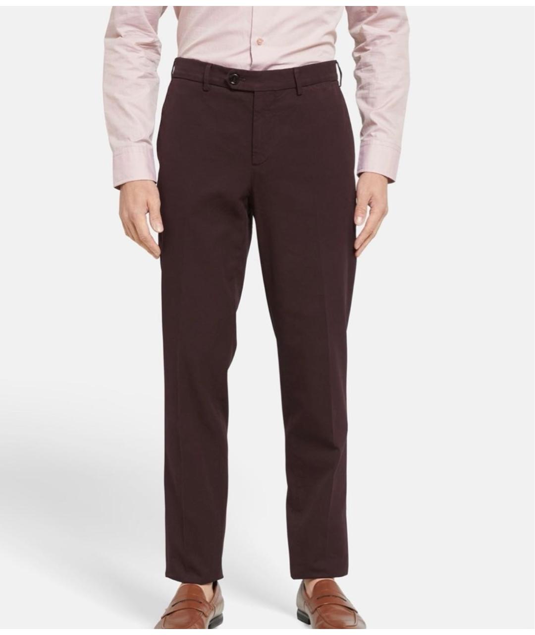BRUNELLO CUCINELLI Бордовые хлопковые брюки чинос, фото 4