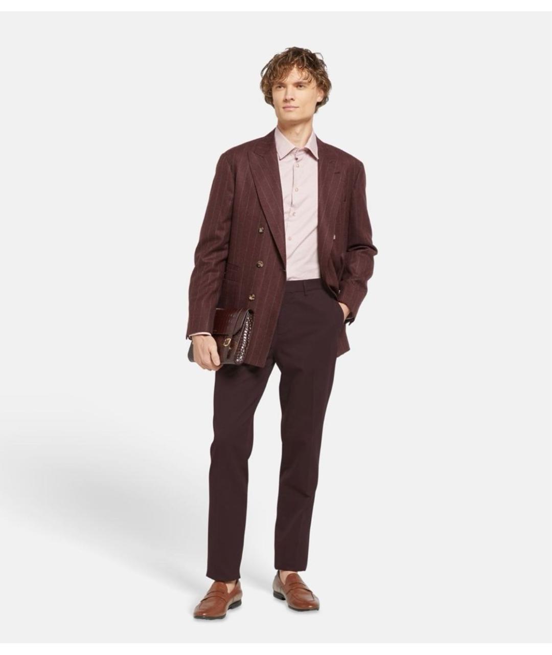 BRUNELLO CUCINELLI Бордовые хлопковые брюки чинос, фото 5