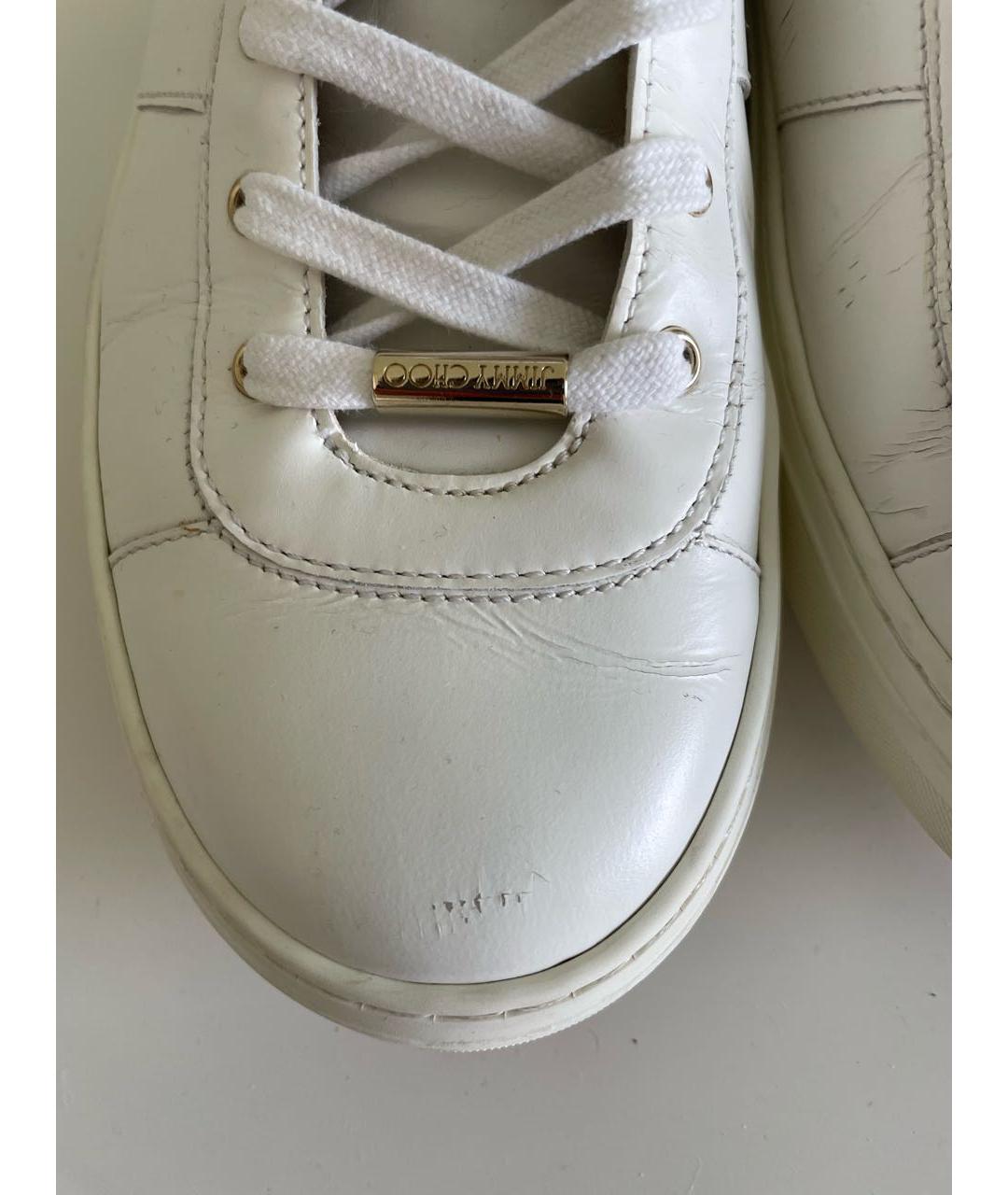 JIMMY CHOO Белые кожаные кроссовки, фото 7