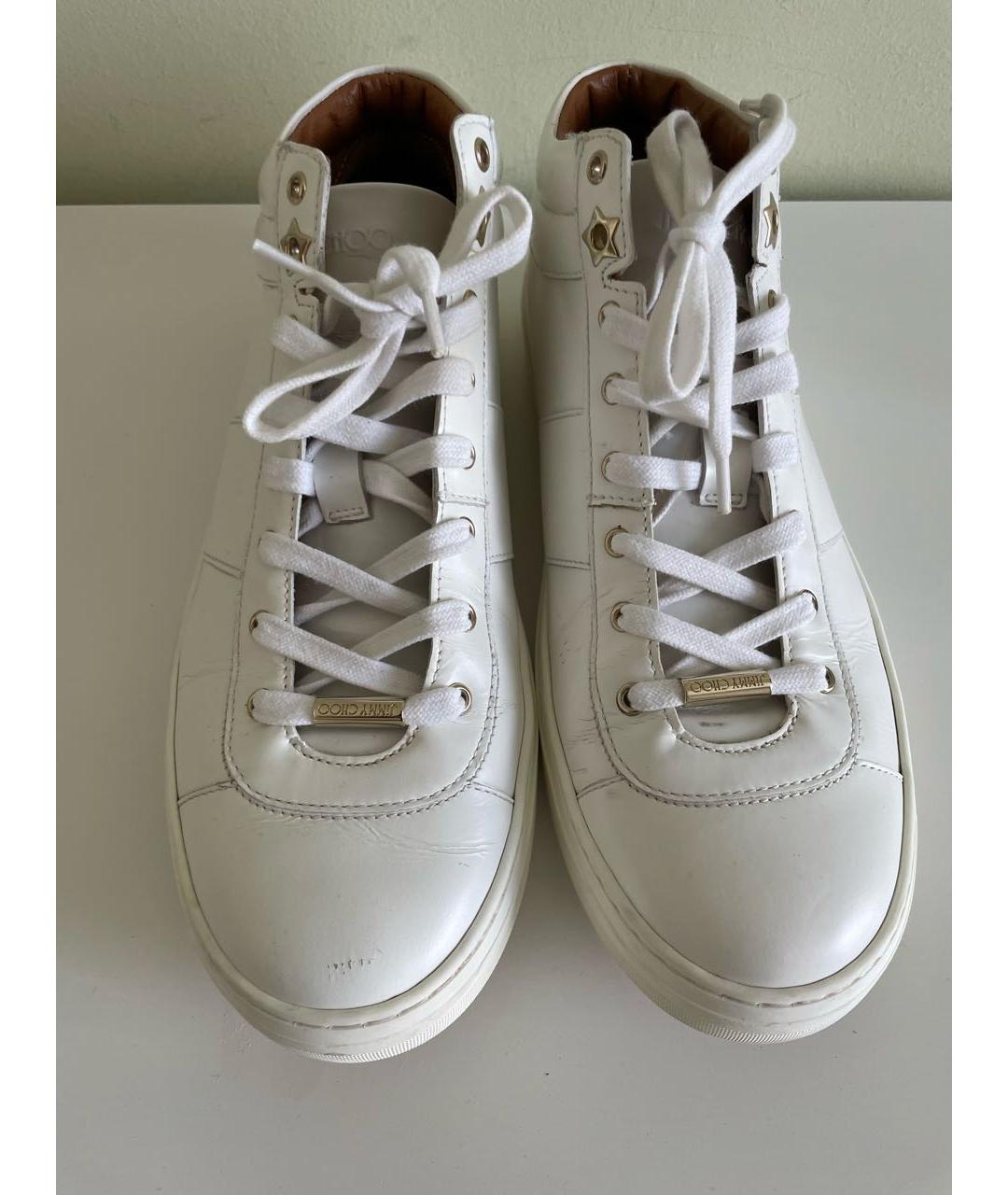 JIMMY CHOO Белые кожаные кроссовки, фото 2