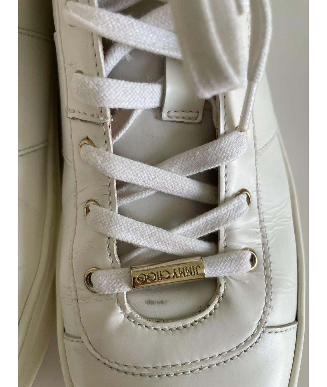 JIMMY CHOO Белые кожаные кроссовки, фото 6