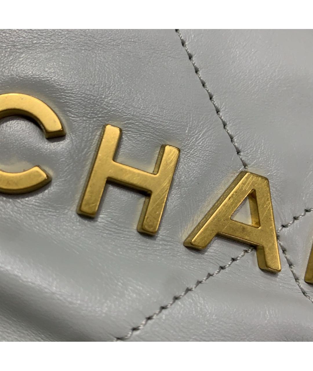 CHANEL Голубая кожаная сумка тоут, фото 7