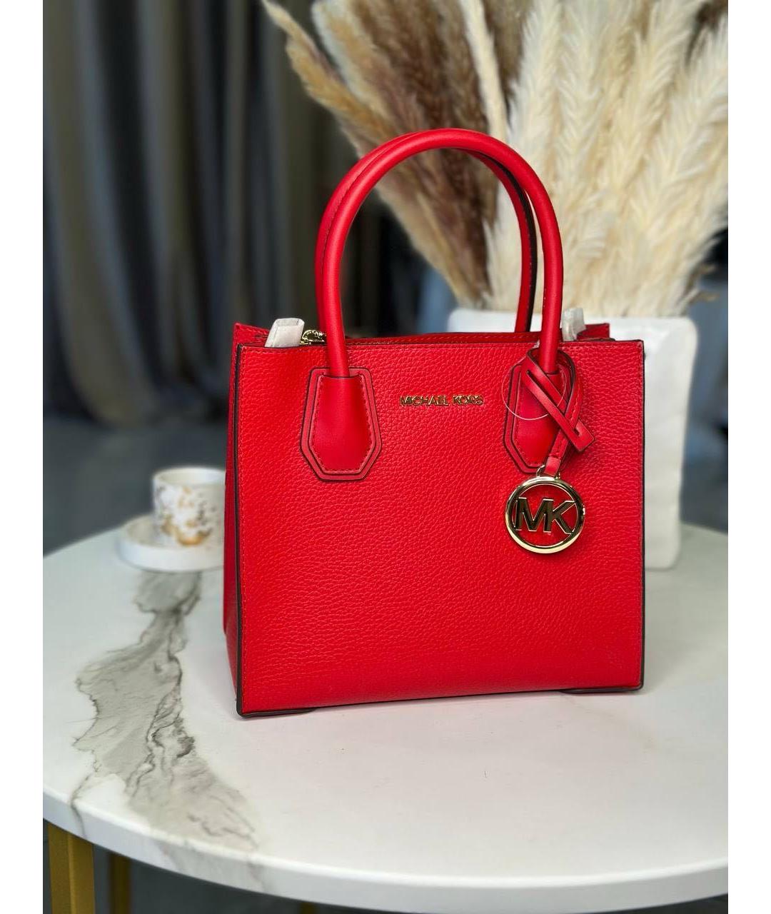 MICHAEL KORS Красная кожаная сумка с короткими ручками, фото 3