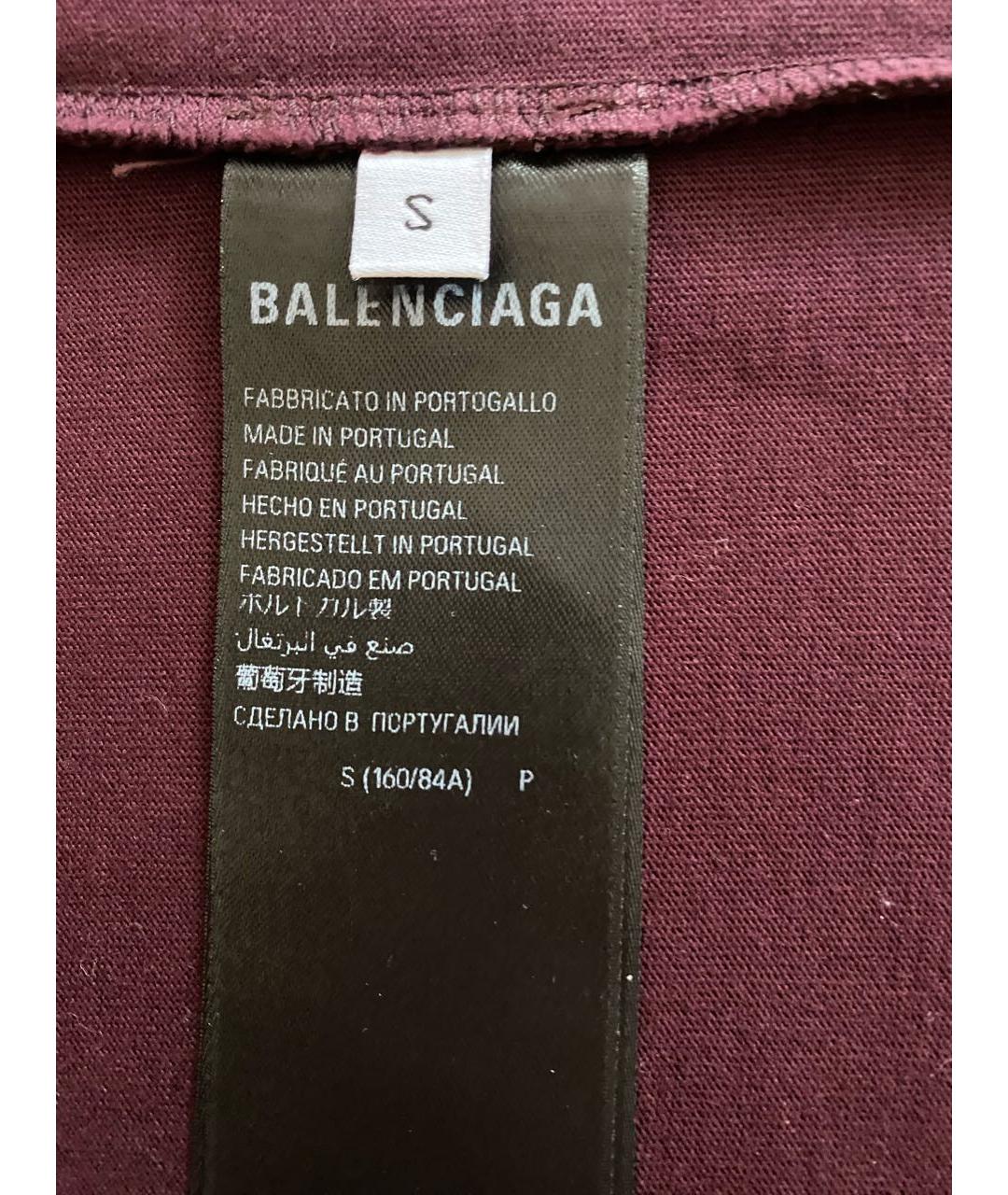 BALENCIAGA Бордовая хлопковая футболка, фото 3