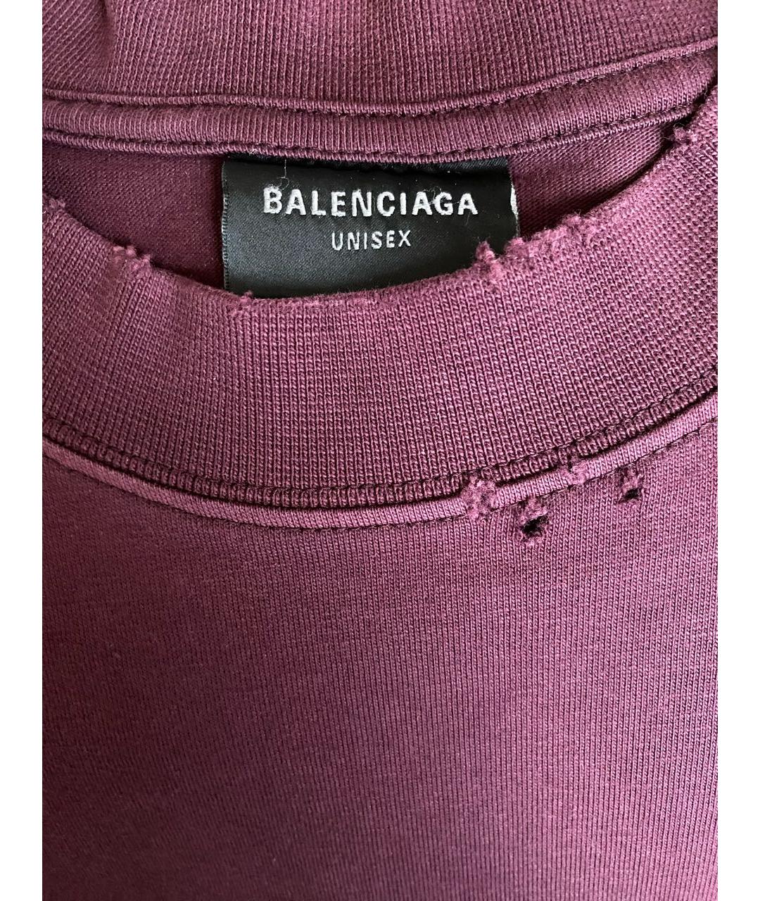 BALENCIAGA Бордовая хлопковая футболка, фото 6
