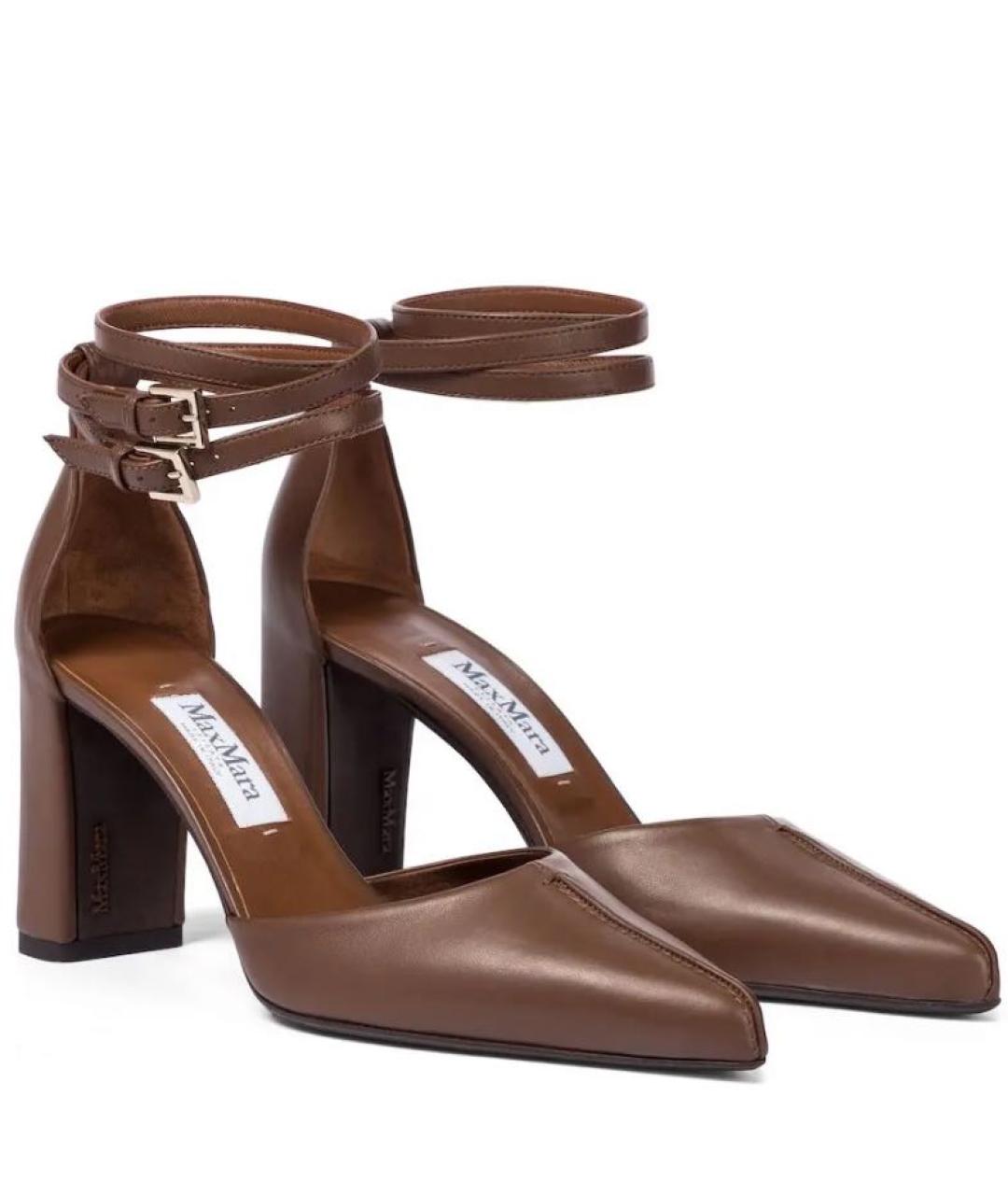 MAX MARA Коричневые кожаные туфли, фото 2
