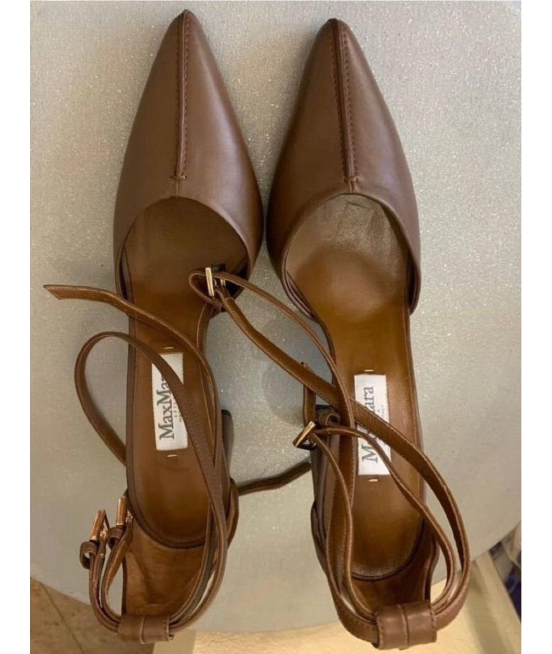 MAX MARA Коричневые кожаные туфли, фото 3