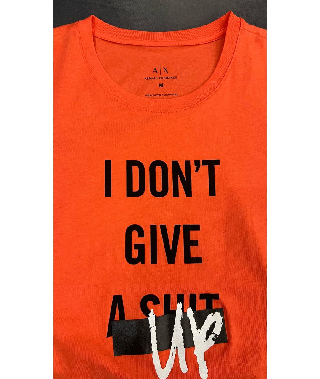ARMANI EXCHANGE Оранжевая хлопковая футболка, фото 3