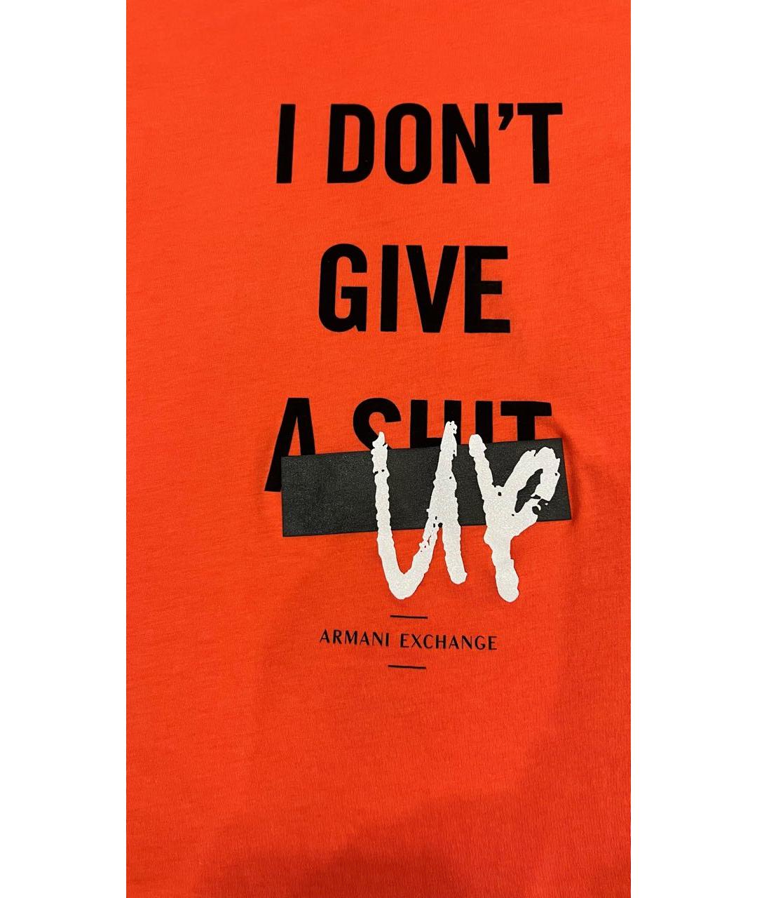 ARMANI EXCHANGE Оранжевая хлопковая футболка, фото 6