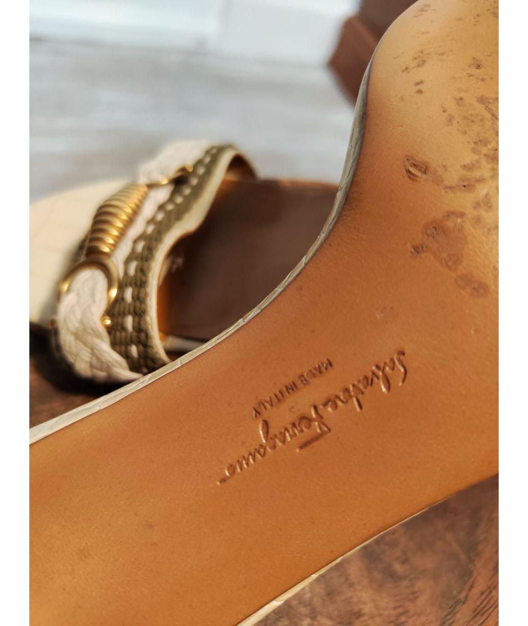 FERRAGAMO Бежевые кожаные мюли, фото 7