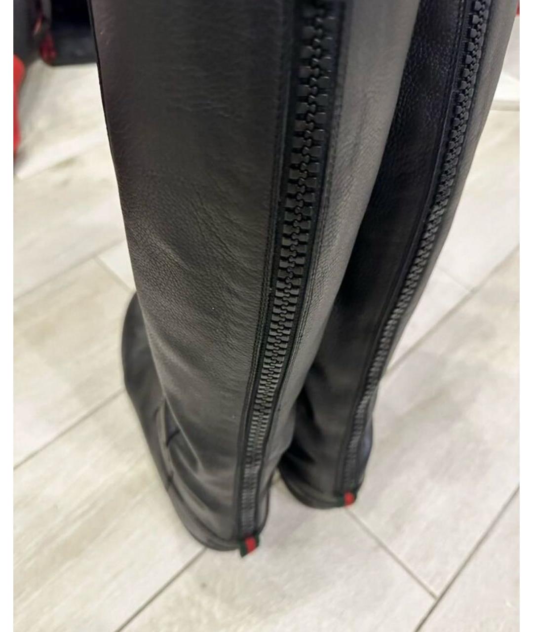 GUCCI Черные кожаные сапоги, фото 3