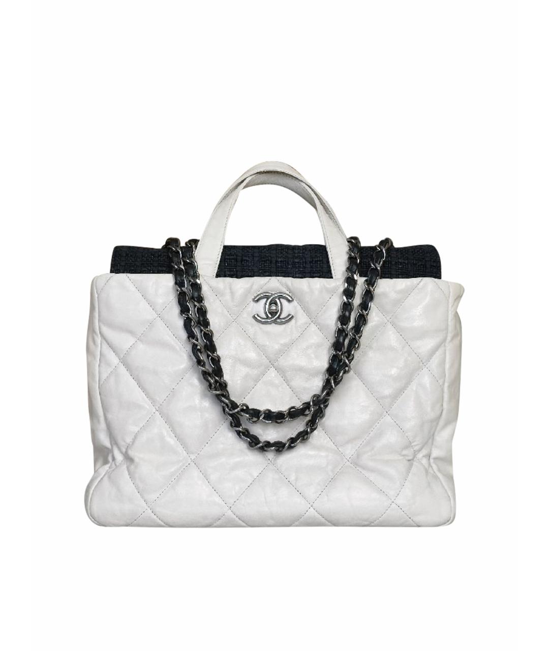CHANEL Белая кожаная сумка тоут, фото 1