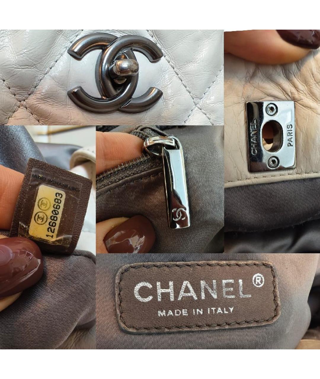 CHANEL Белая кожаная сумка тоут, фото 6