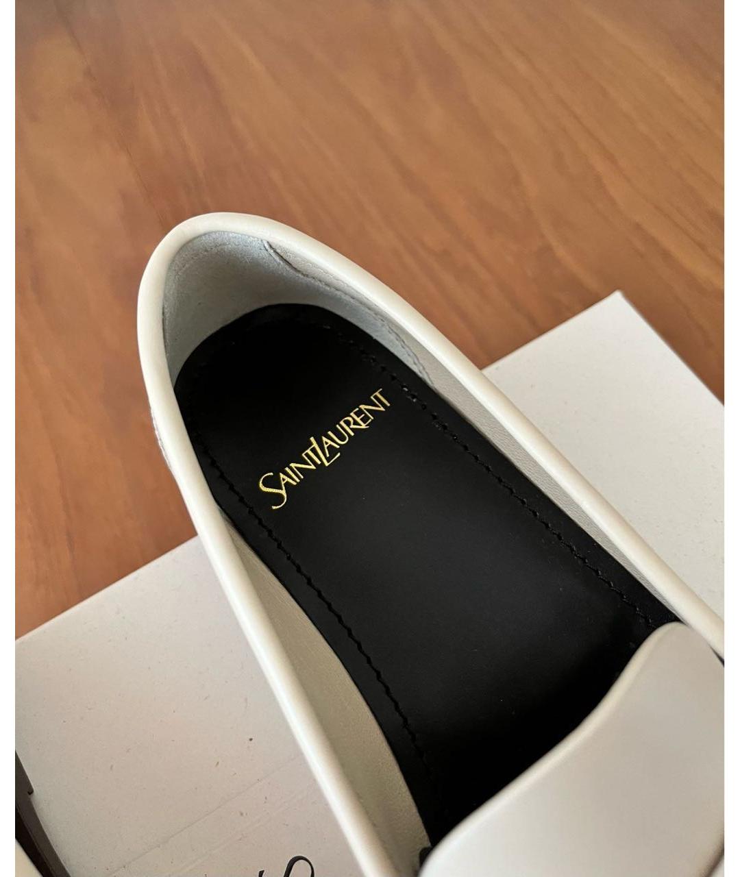 SAINT LAURENT Бежевые кожаные лоферы, фото 3