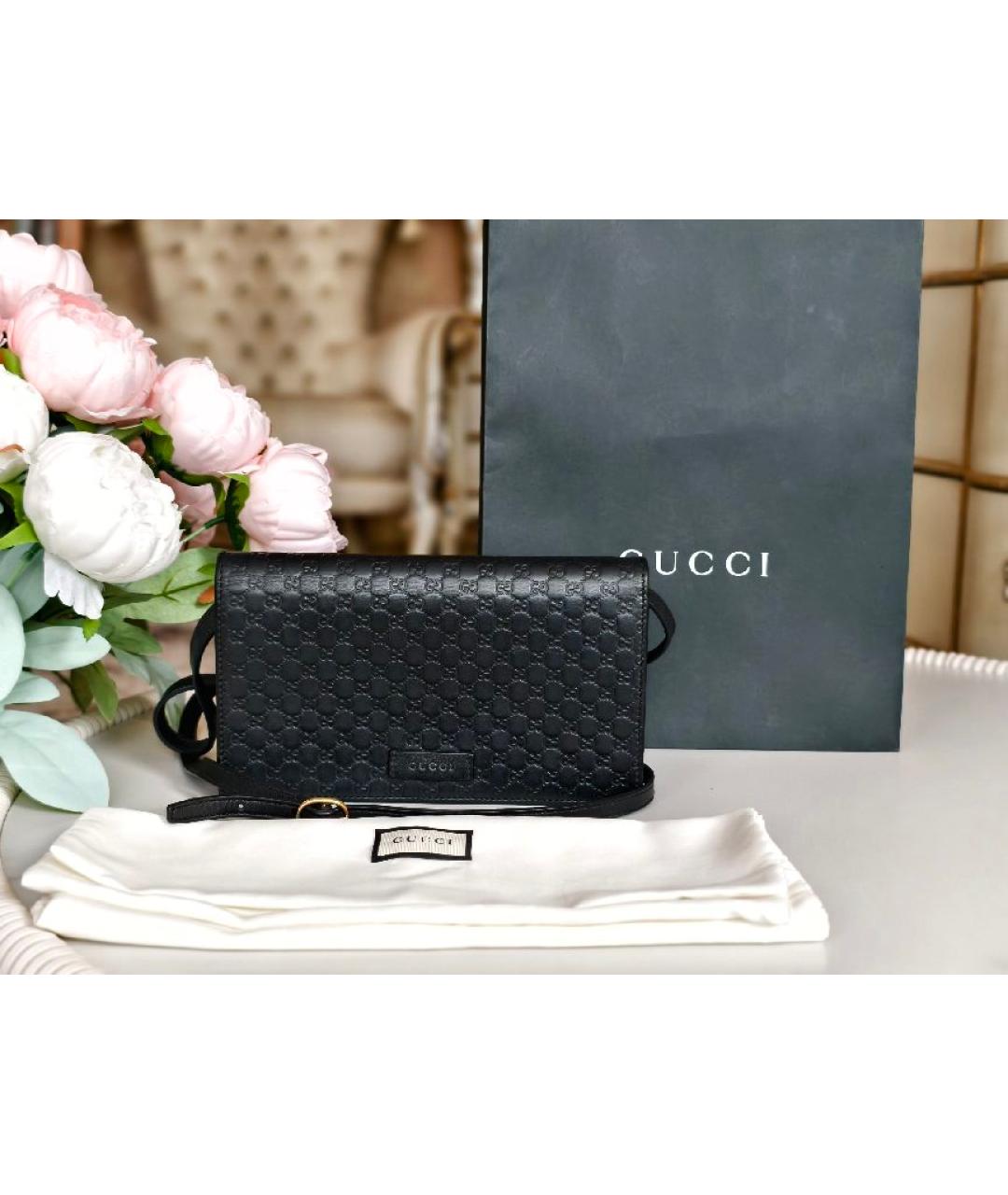 GUCCI Черная кожаная сумка с короткими ручками, фото 4