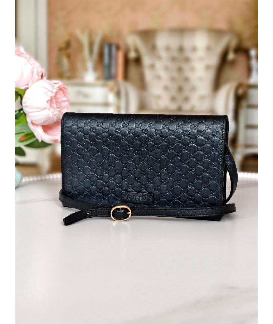 GUCCI Черная кожаная сумка с короткими ручками, фото 2