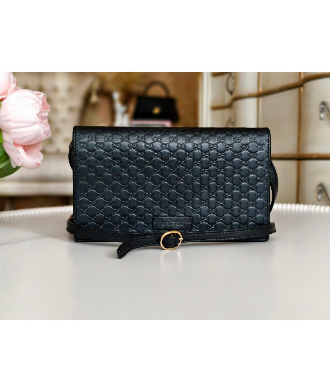 GUCCI Черная кожаная сумка с короткими ручками, фото 9