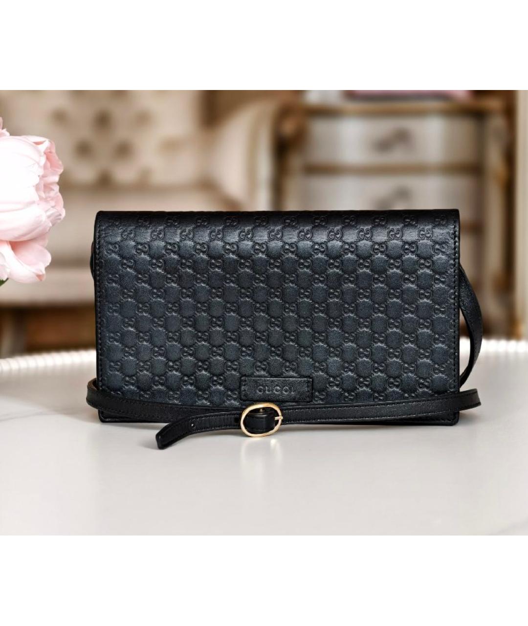GUCCI Черная кожаная сумка с короткими ручками, фото 10