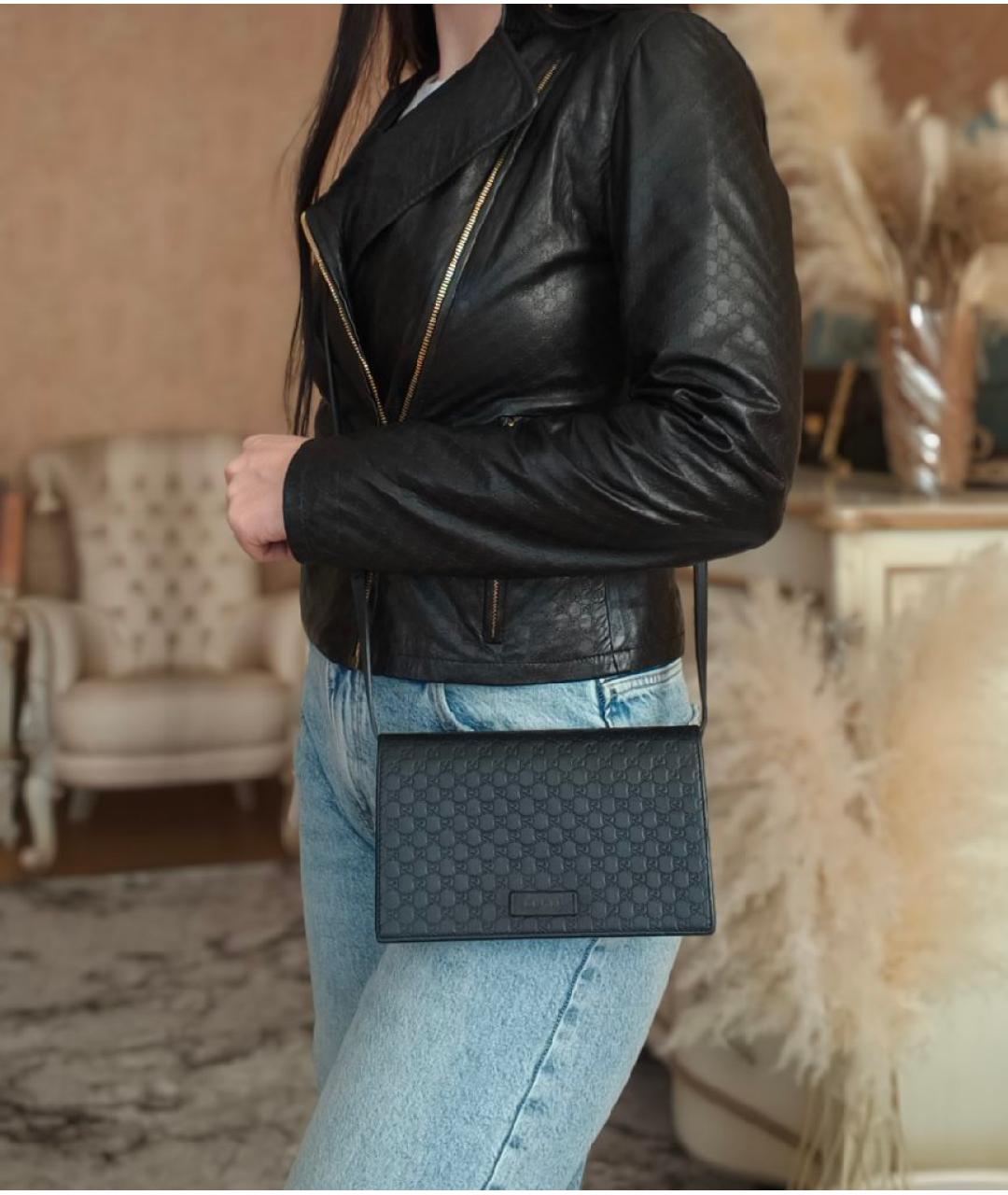 GUCCI Черная кожаная сумка с короткими ручками, фото 5