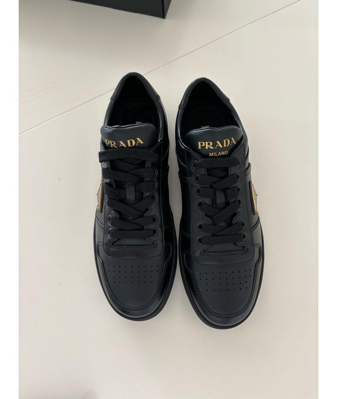 PRADA Черные кожаные кеды, фото 2