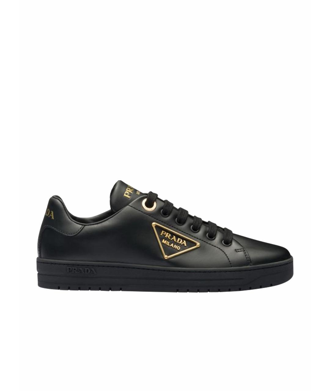 PRADA Черные кожаные кеды, фото 1