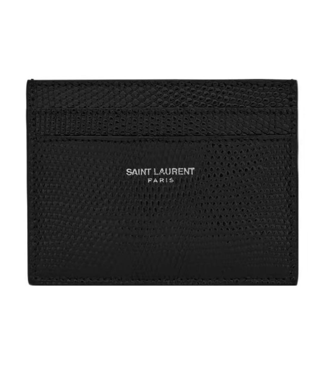 SAINT LAURENT Черный кожаный кардхолдер, фото 1