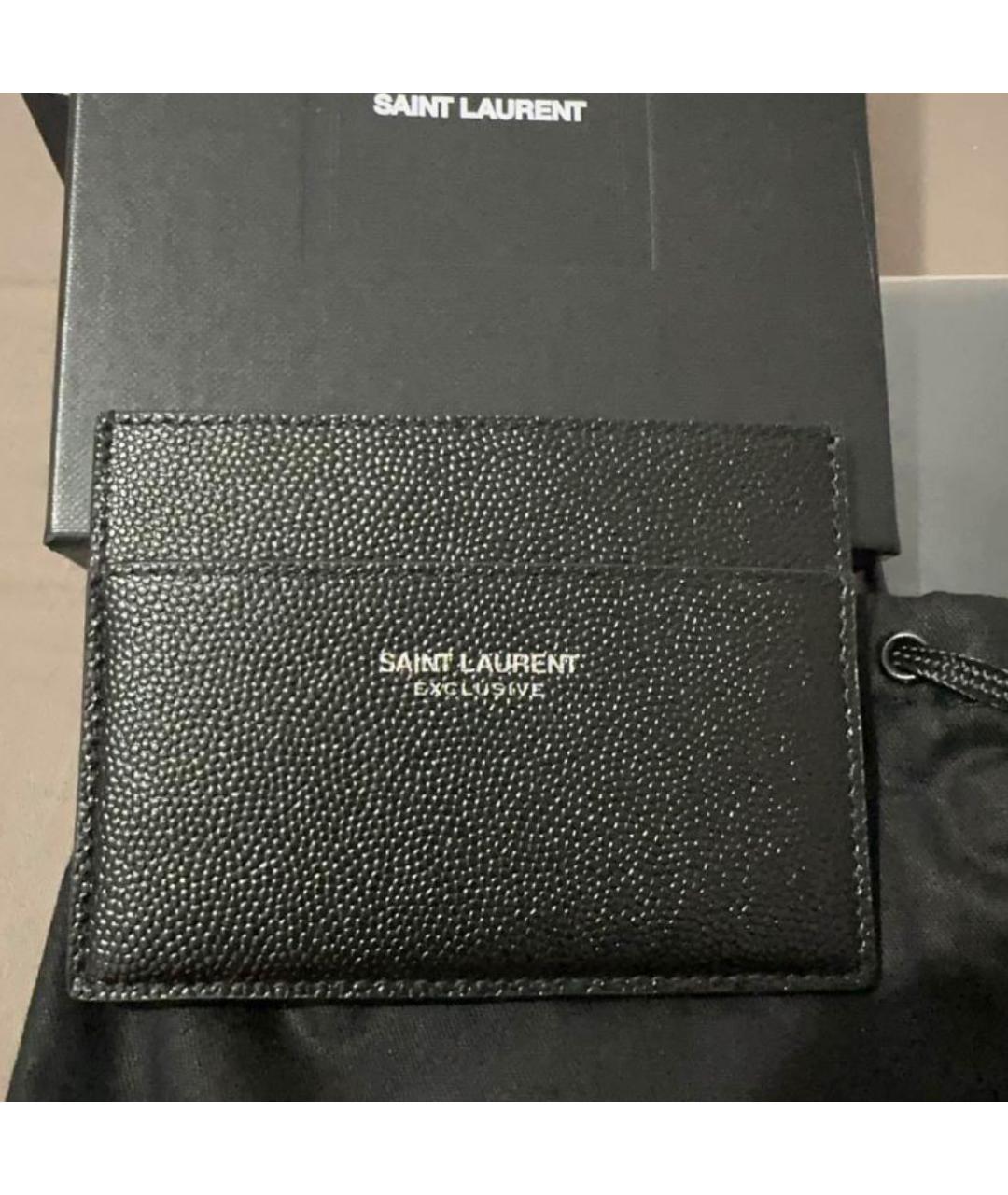 SAINT LAURENT Черный кожаный кардхолдер, фото 2