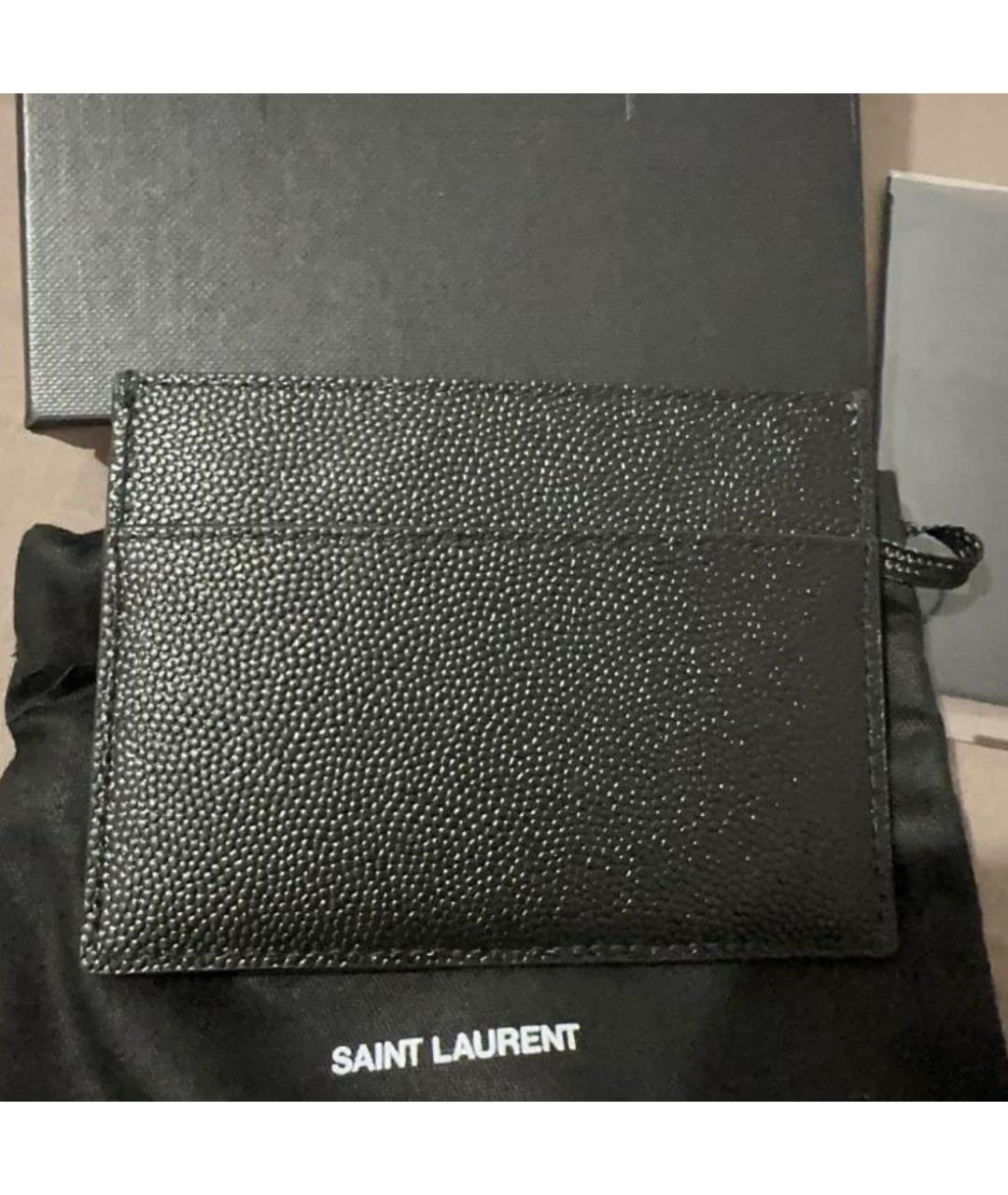 SAINT LAURENT Черный кожаный кардхолдер, фото 3
