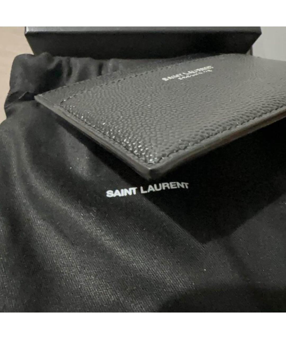 SAINT LAURENT Черный кожаный кардхолдер, фото 4