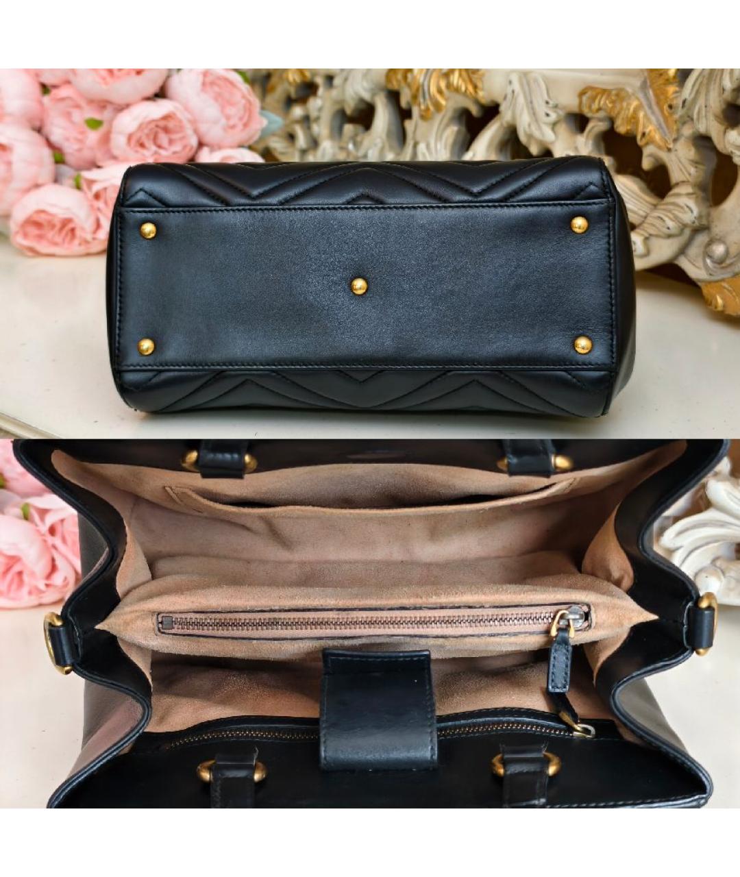 GUCCI Черная кожаная сумка с короткими ручками, фото 7