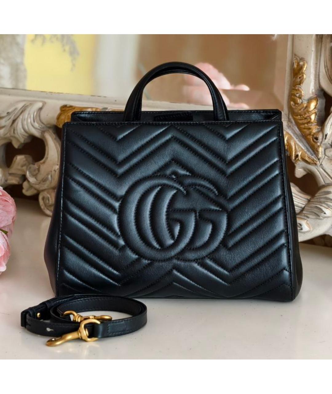 GUCCI Черная кожаная сумка с короткими ручками, фото 3
