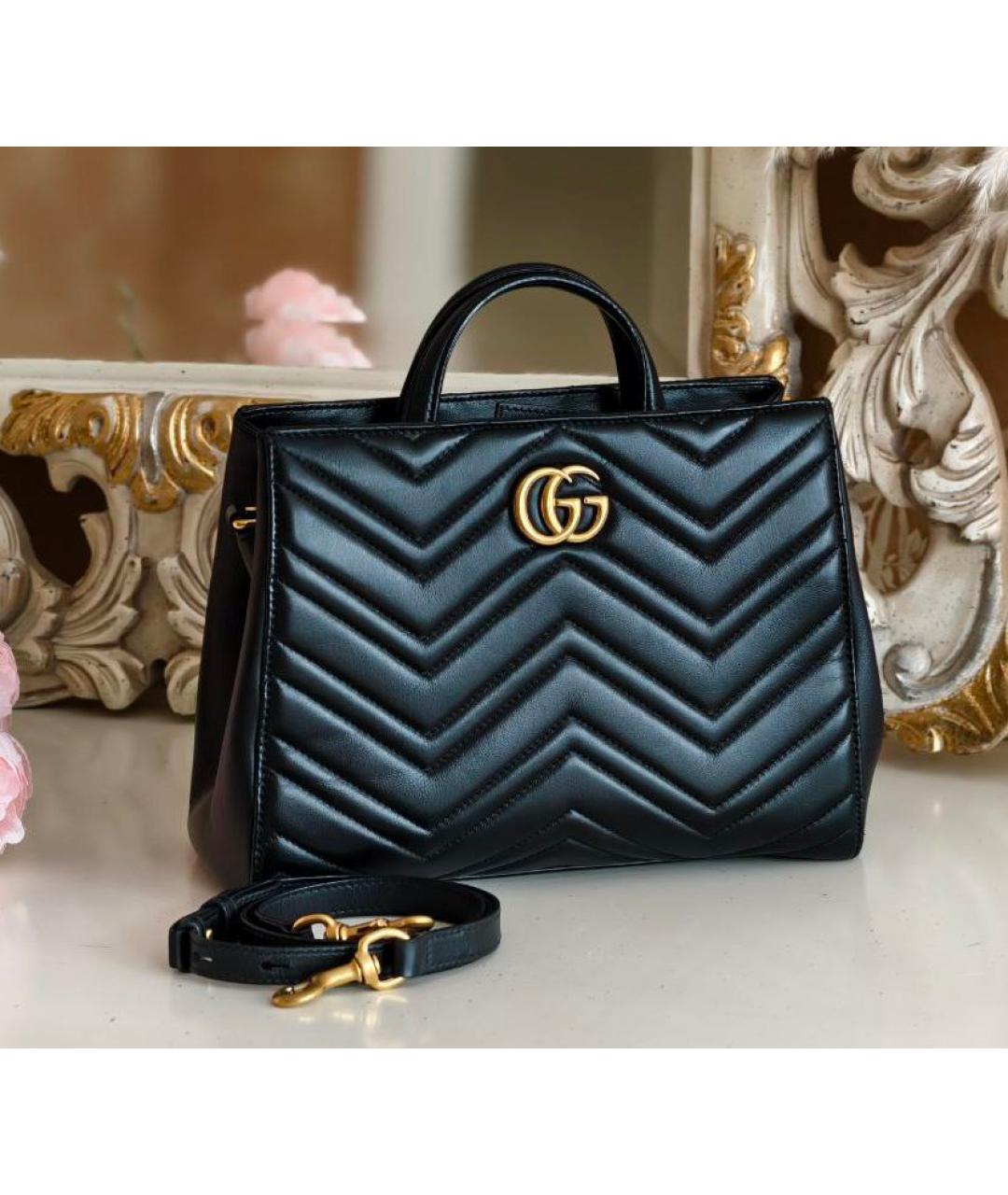 GUCCI Черная кожаная сумка с короткими ручками, фото 2