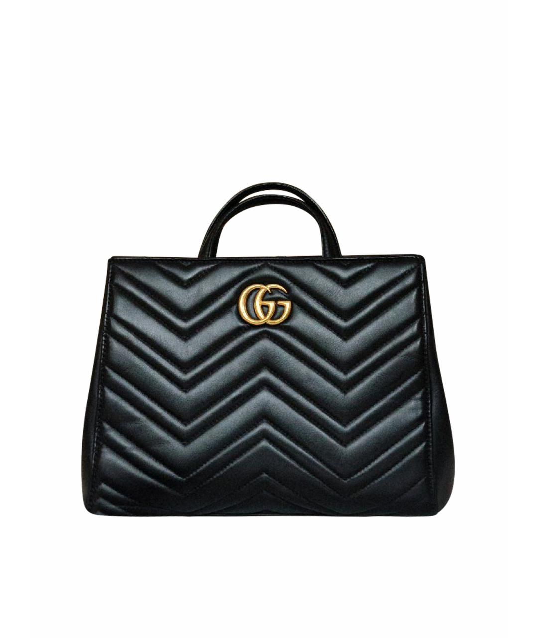 GUCCI Черная кожаная сумка с короткими ручками, фото 1