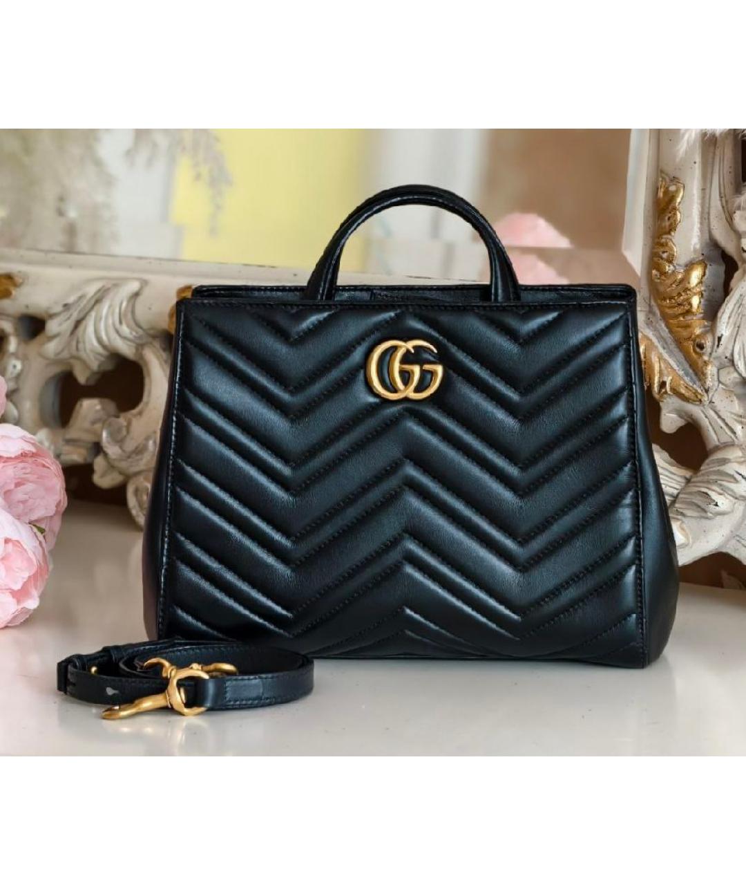 GUCCI Черная кожаная сумка с короткими ручками, фото 9