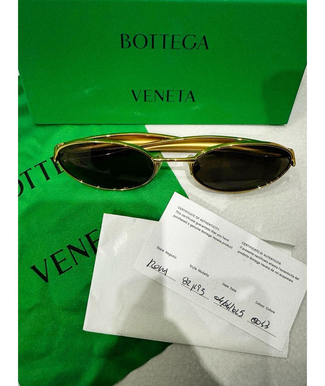 BOTTEGA VENETA Золотые металлические солнцезащитные очки, фото 4