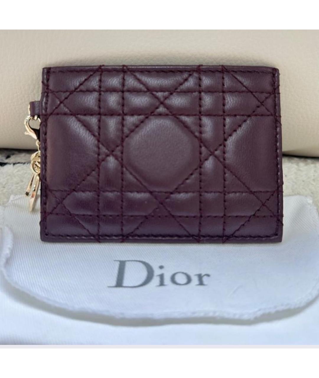CHRISTIAN DIOR Бордовый кожаный кардхолдер, фото 5