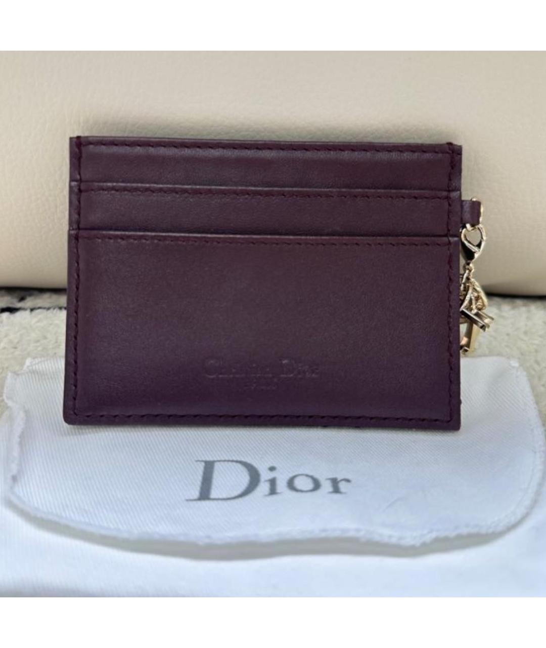 CHRISTIAN DIOR Бордовый кожаный кардхолдер, фото 6