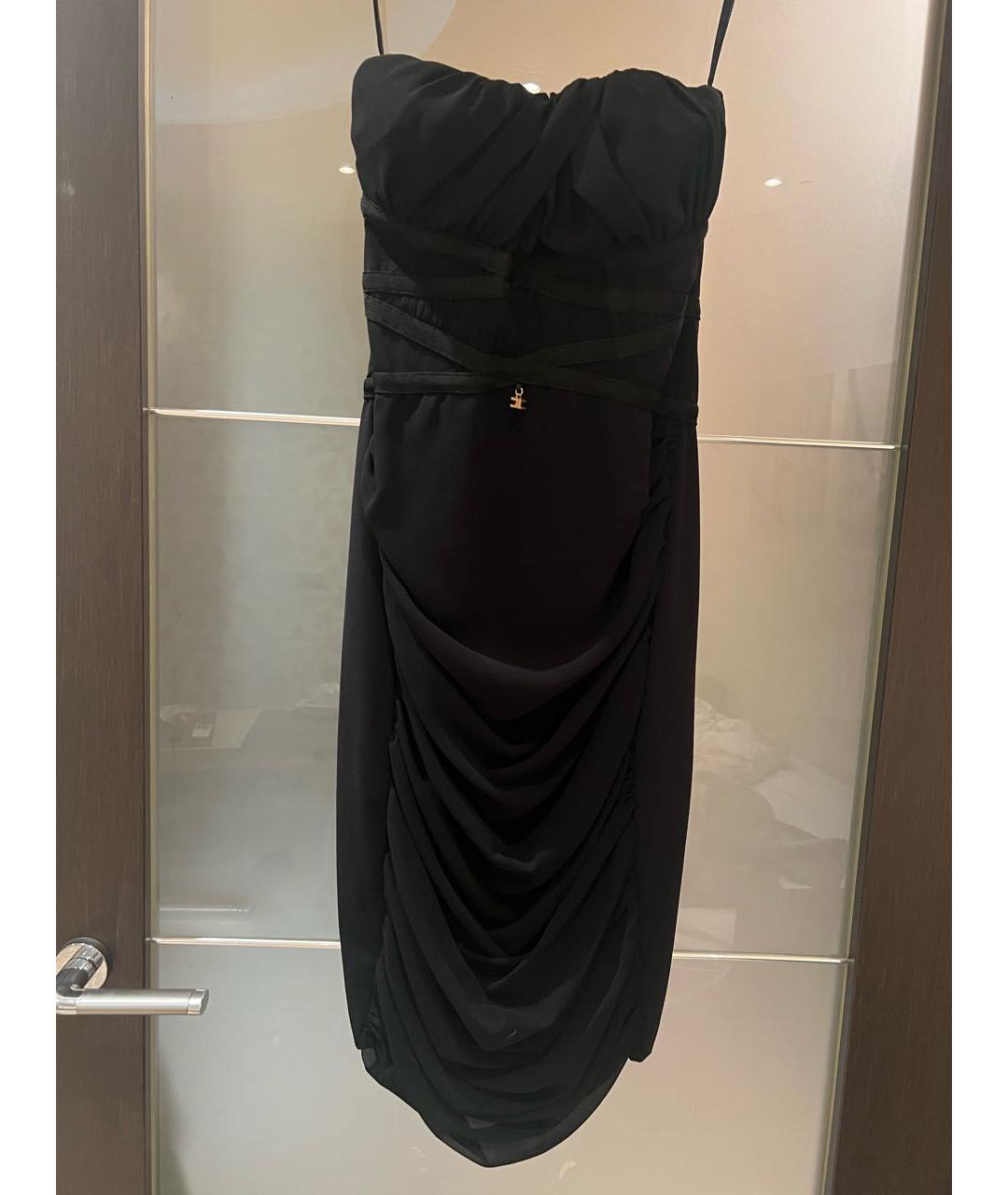 ELISABETTA FRANCHI Черное полиамидовое коктейльное платье, фото 5