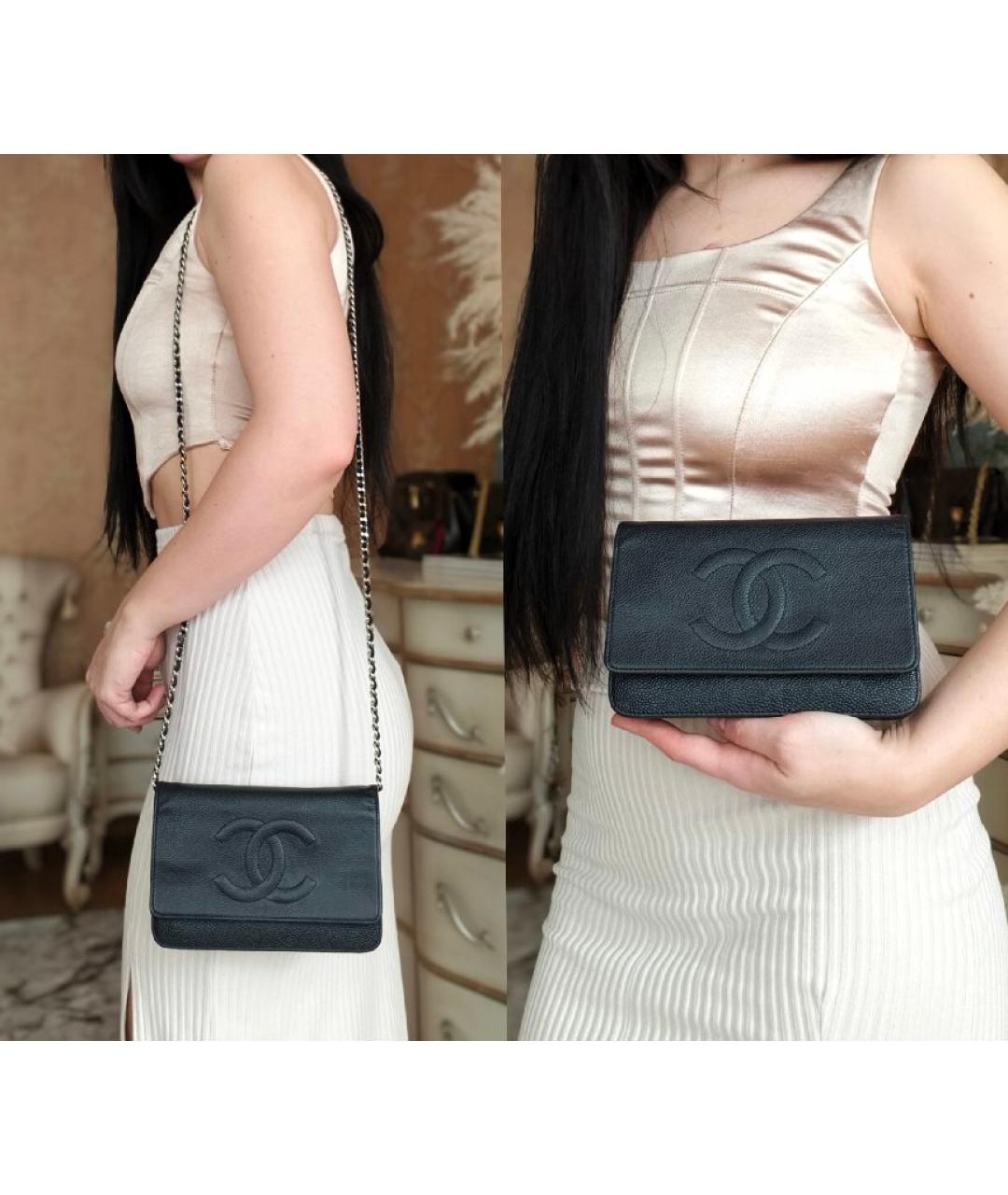 CHANEL Черная кожаная сумка с короткими ручками, фото 5