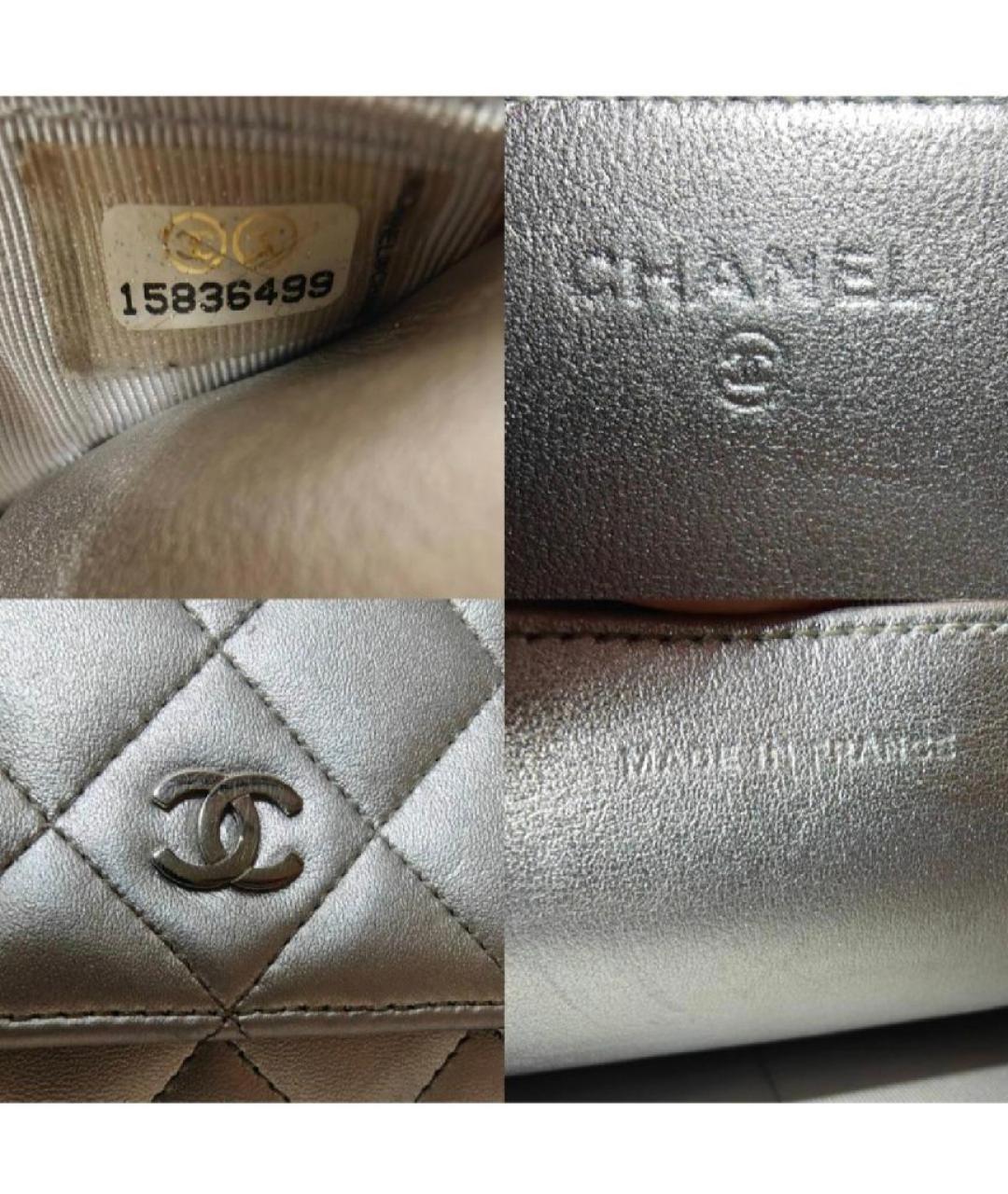 CHANEL Серебряная кожаная сумка через плечо, фото 5