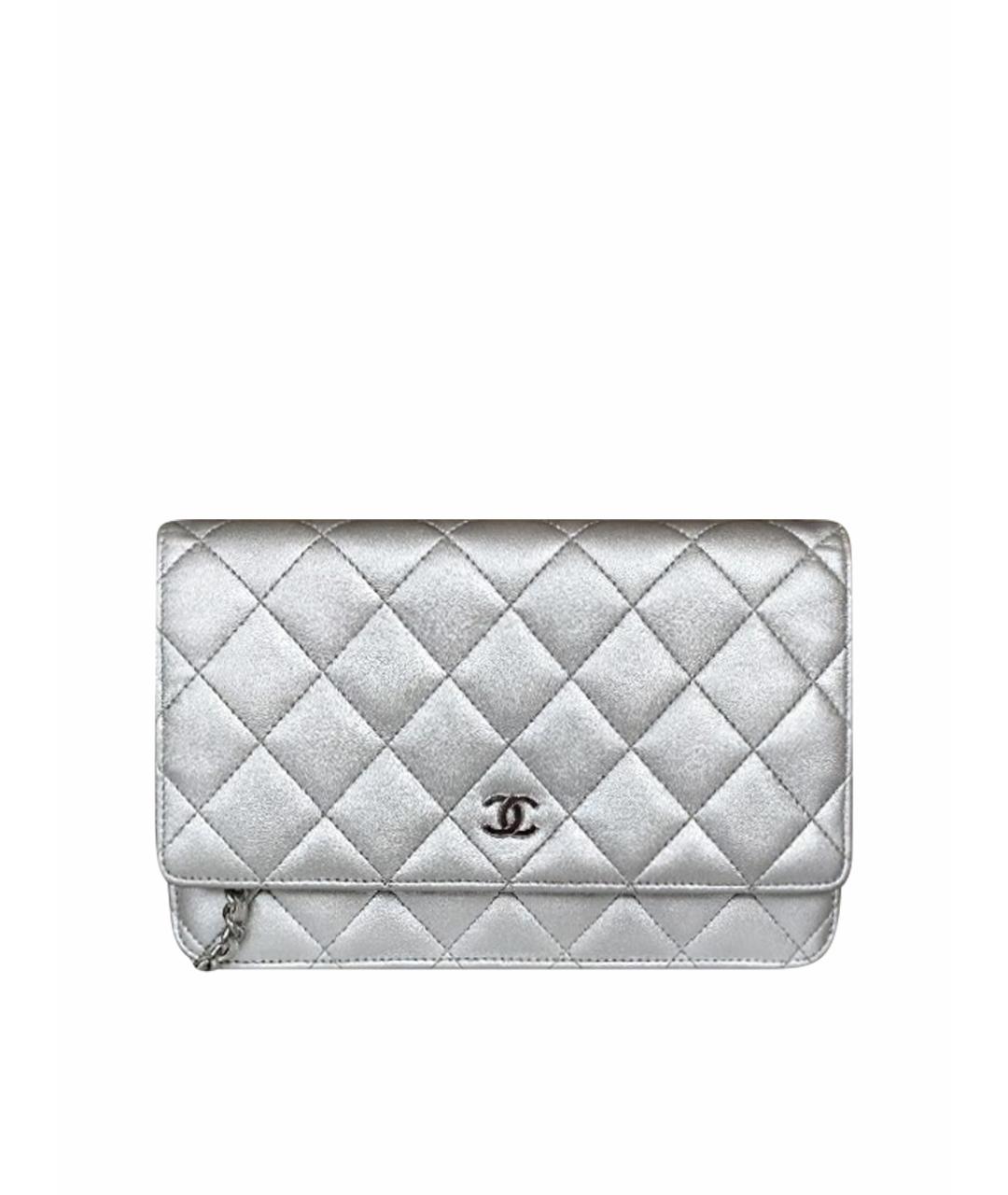 CHANEL Серебряная кожаная сумка через плечо, фото 1